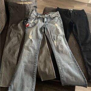 Stylish Women's Jeans in Black, Gray, and Light Blue